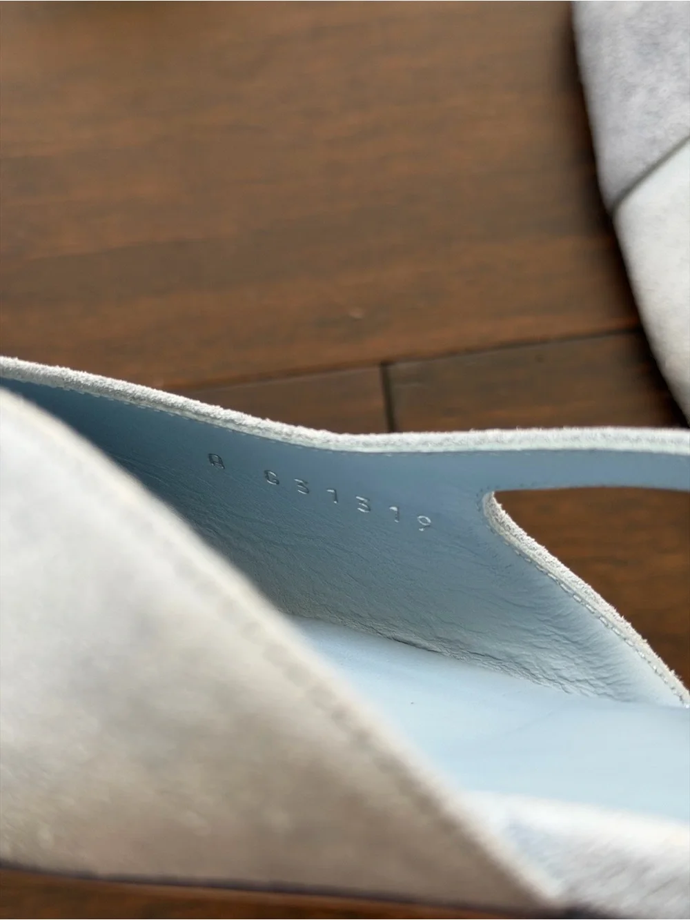 CHANEL Two-Tone Light blue Suede Slingback Flats